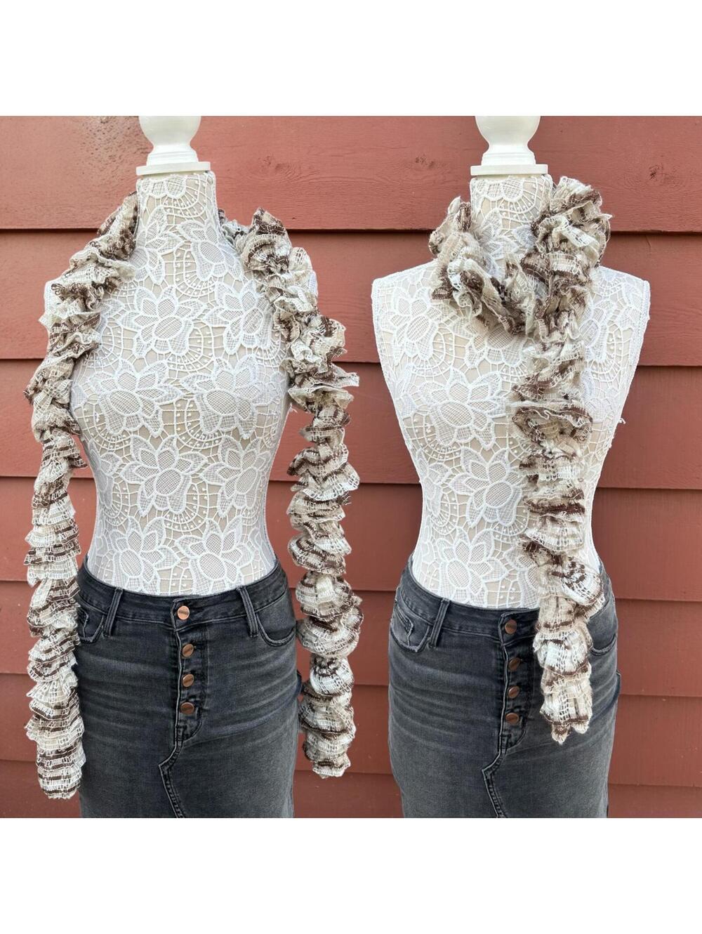 Earthy‎ Ruffle Boa Spaghetti Scarf